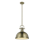 Golden Lighting Duncan Yep By Golden Lighting Duncan 1-light 14in Rod Hung Pendant In Aged Brass