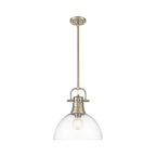Golden Lighting 3604-L AB-CLR Aged Brass Yep By Golden Lighting Duncan 1-light 14in Rod Hung Pendant In Aged Brass And Clear Glass Image 1