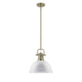Golden Lighting 3604-L AB-WH Aged Brass Yep By Golden Lighting Duncan 1-light 14in Rod Hung Pendant In Aged Brass And White Shade Image 1