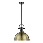 Golden Lighting Duncan Yep By Golden Lighting Duncan 1-light 14in Rod Hung Pendant In Aged Brass