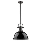 Golden Lighting Duncan Yep By Golden Lighting Duncan 1-light 14in Rod Hung Pendant In Aged Brass And Black Shade