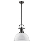 Golden Lighting Duncan Yep By Golden Lighting Duncan 1-light 14in Rod Hung Pendant In Aged Brass And White Shade