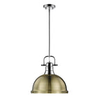 Golden Lighting Duncan Yep By Golden Lighting Duncan 1-light 14in Rod Hung Pendant In Aged Brass