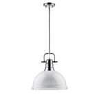 Golden Lighting Duncan Yep By Golden Lighting Duncan 1-light 14in Rod Hung Pendant In Aged Brass And White Shade