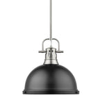 Golden Lighting Duncan Yep By Golden Lighting Duncan 1-light 14in Rod Hung Pendant In Aged Brass And Matte Black Shade