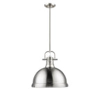 Golden Lighting Duncan Yep By Golden Lighting Duncan 1-light 14in Rod Hung Pendant In Aged Brass And Pewter Shade