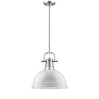 Golden Lighting Duncan Yep By Golden Lighting Duncan 1-light 14in Rod Hung Pendant In Aged Brass And White Shade