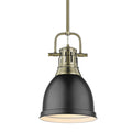 Golden Lighting 3604-S AB-BLK Aged Brass Yep By Golden Lighting Duncan 1-light 9in Rod Hung Pendant In Aged Brass And Matte Black Shade Image 1