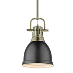 Golden Lighting 3604-S AB-BLK Aged Brass Yep By Golden Lighting Duncan 1-light 9in Rod Hung Pendant In Aged Brass And Matte Black Shade Image 1