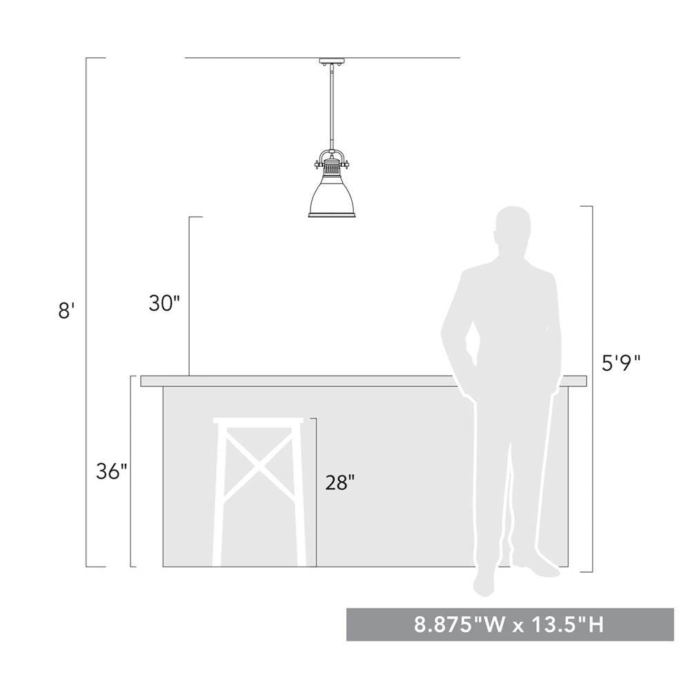 Golden Lighting 3604-S AB-BLK Aged Brass Yep By Golden Lighting Duncan 1-light 9in Rod Hung Pendant In Aged Brass And Matte Black Shade Image 2