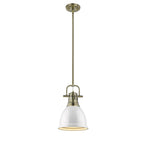 Golden Lighting 3604-S AB-WH Aged Brass Yep By Golden Lighting Duncan 1-light 9in Rod Hung Pendant In Aged Brass And White Shade Image 1