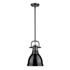 Golden Lighting Duncan Yep By Golden Lighting Duncan 1-light 9in Rod Hung Pendant In Aged Brass And Black Shade