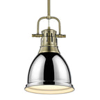 Golden Lighting 3604-S AB-CH Aged Brass Yep By Golden Lighting Duncan 1-light 9in Rod Hung Pendant In Aged Brass And Chrome Shade Image 1