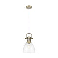Golden Lighting 3604-S AB-CLR Aged Brass Yep By Golden Lighting Duncan 1-light 9in Rod Hung Pendant In Aged Brass And Clear Glass Image 1