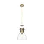 Golden Lighting 3604-S AB-CLR Aged Brass Yep By Golden Lighting Duncan 1-light 9in Rod Hung Pendant In Aged Brass And Clear Glass Image 1