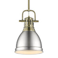 Golden Lighting 3604-S AB-PW Aged Brass Yep By Golden Lighting Duncan 1-light 9in Rod Hung Pendant In Aged Brass And Pewter Shade Image 1