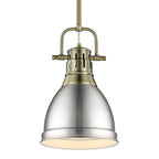 Golden Lighting 3604-S AB-PW Aged Brass Yep By Golden Lighting Duncan 1-light 9in Rod Hung Pendant In Aged Brass And Pewter Shade Image 1