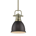 Golden Lighting 3604-S AB-RBZ Aged Brass Yep By Golden Lighting Duncan 1-light 9in Rod Hung Pendant In Aged Brass And Rubbed Bronze Shade Image 1