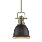 Golden Lighting 3604-S AB-RBZ Aged Brass Yep By Golden Lighting Duncan 1-light 9in Rod Hung Pendant In Aged Brass And Rubbed Bronze Shade Image 1