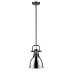 Golden Lighting Duncan Yep By Golden Lighting Duncan 1-light 9in Rod Hung Pendant In Aged Brass And Chrome Shade
