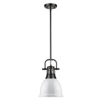 Golden Lighting Duncan Yep By Golden Lighting Duncan 1-light 9in Rod Hung Pendant In Aged Brass And White Shade