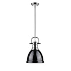 Golden Lighting Duncan Yep By Golden Lighting Duncan 1-light 9in Rod Hung Pendant In Aged Brass And Black Shade