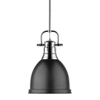 Golden Lighting Duncan Yep By Golden Lighting Duncan 1-light 9in Rod Hung Pendant In Aged Brass And Matte Black Shade