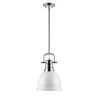 Golden Lighting Duncan Yep By Golden Lighting Duncan 1-light 9in Rod Hung Pendant In Aged Brass And White Shade