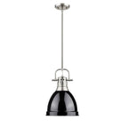 Golden Lighting Duncan Yep By Golden Lighting Duncan 1-light 9in Rod Hung Pendant In Aged Brass And Black Shade