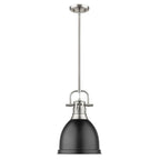 Golden Lighting Duncan Yep By Golden Lighting Duncan 1-light 9in Rod Hung Pendant In Aged Brass And Matte Black Shade