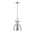 Golden Lighting Duncan Yep By Golden Lighting Duncan 1-light 9in Rod Hung Pendant In Aged Brass And Pewter Shade