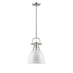 Golden Lighting Duncan Yep By Golden Lighting Duncan 1-light 9in Rod Hung Pendant In Aged Brass And White Shade