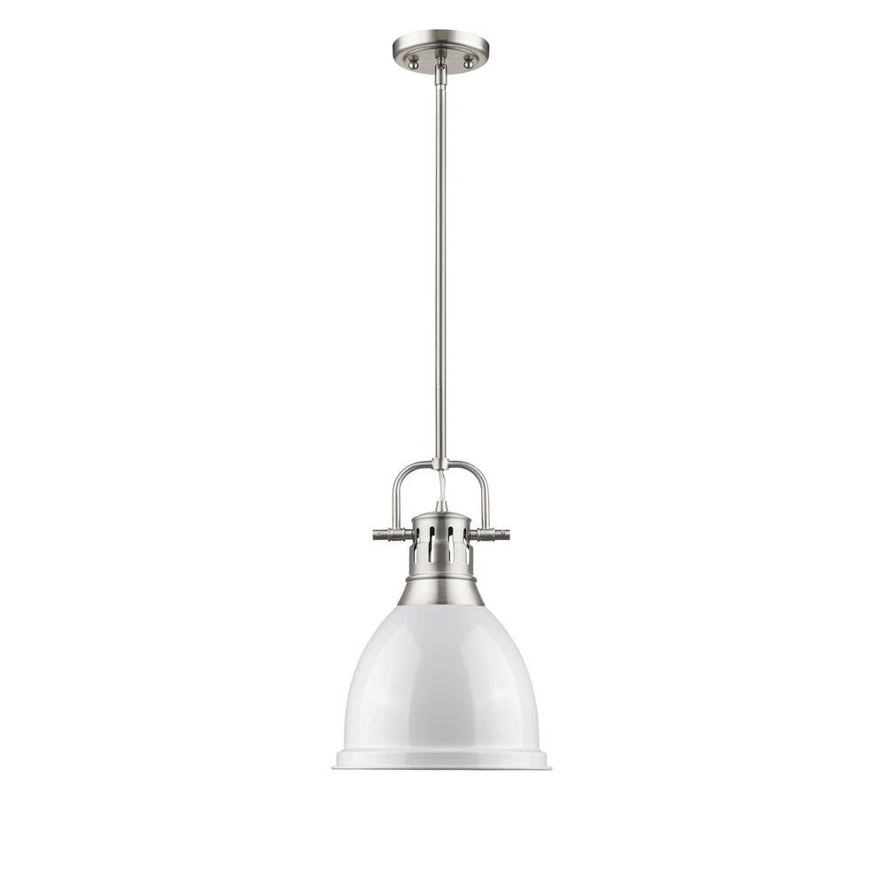 Golden Lighting Duncan Yep By Golden Lighting Duncan 1-light 9in Rod Hung Pendant In Aged Brass And White Shade