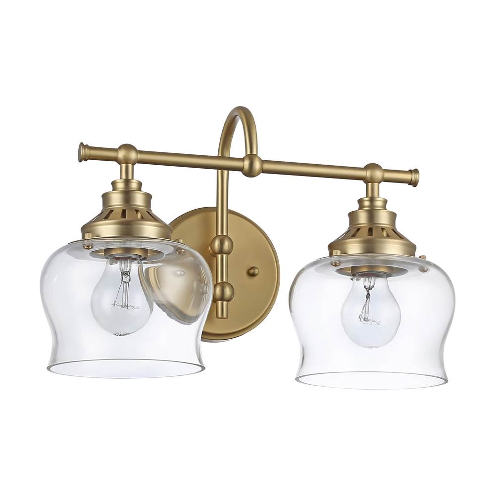 Golden Lighting 3610-BA2 BCB-CLR Brushed Champagne Brass Wry Lighting Daphne 2-light Vanity In Brushed Champagne Brass Image 1