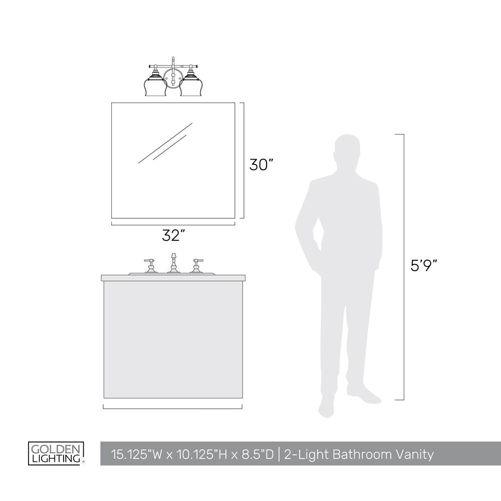 Golden Lighting 3610-BA2 CH-CLR Chrome Wry Lighting Daphne 2-light Vanity In Chrome Image 2