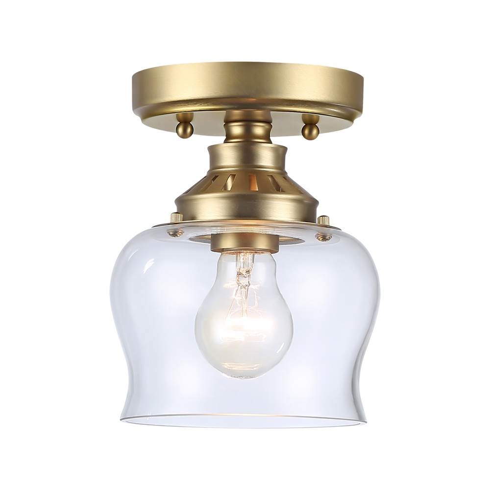 Golden Lighting 3610-SF BCB-CLR Brushed Champagne Brass Wry Lighting Daphne 1-light Semi-flush Mount In Brushed Champagne Brass Image 1
