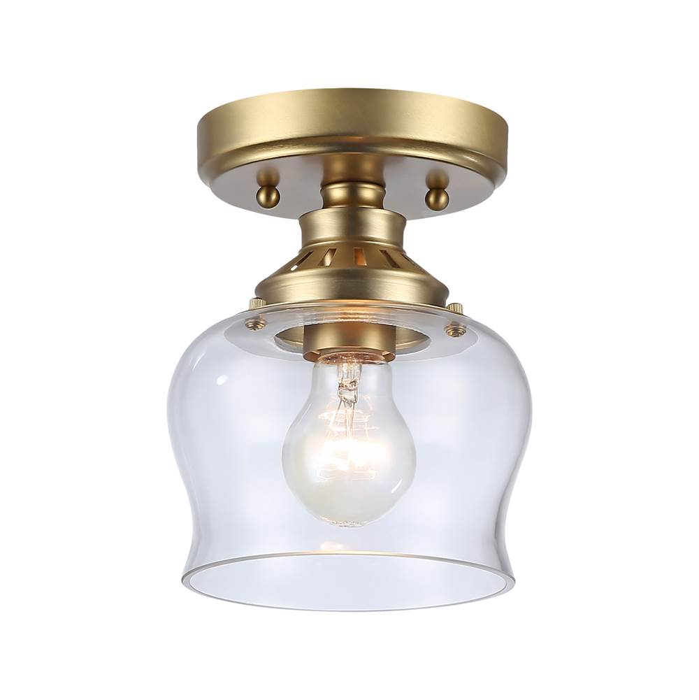 Golden Lighting Daphne Wry Lighting Daphne 1-light Semi-flush Mount In Brushed Champagne Brass