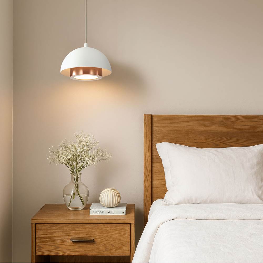 Golden Lighting 3632-12 SNW-ACR Sand White Wry Lighting Solsken Integrated Led 12in Pendant In Sand White Image 3