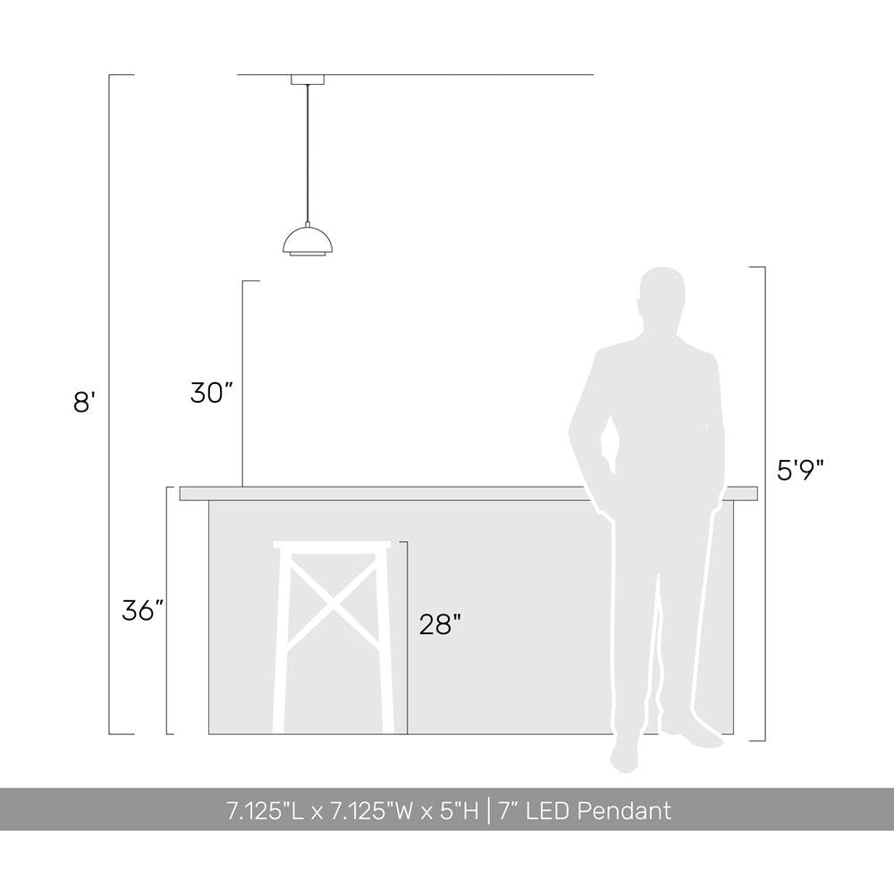 Golden Lighting 3632-7 SNW-ACR Sand White Wry Lighting Solsken Integrated Led 7in Pendant In Sand White Image 2