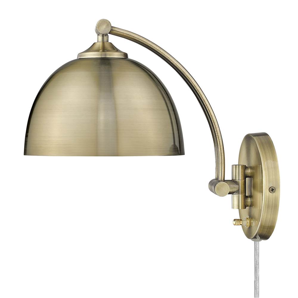 Golden Lighting 3688-A1W AB-AB Aged Brass Wry Lighting Rey 1-light Swing Arm Wall Lamp In Aged Brass Image 4