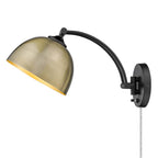 Golden Lighting 3688-A1W BLK-AB Matte Black Wry Lighting Rey 1-light Swing Arm Wall Lamp In Matte Black And Aged Brass Shade Image 5