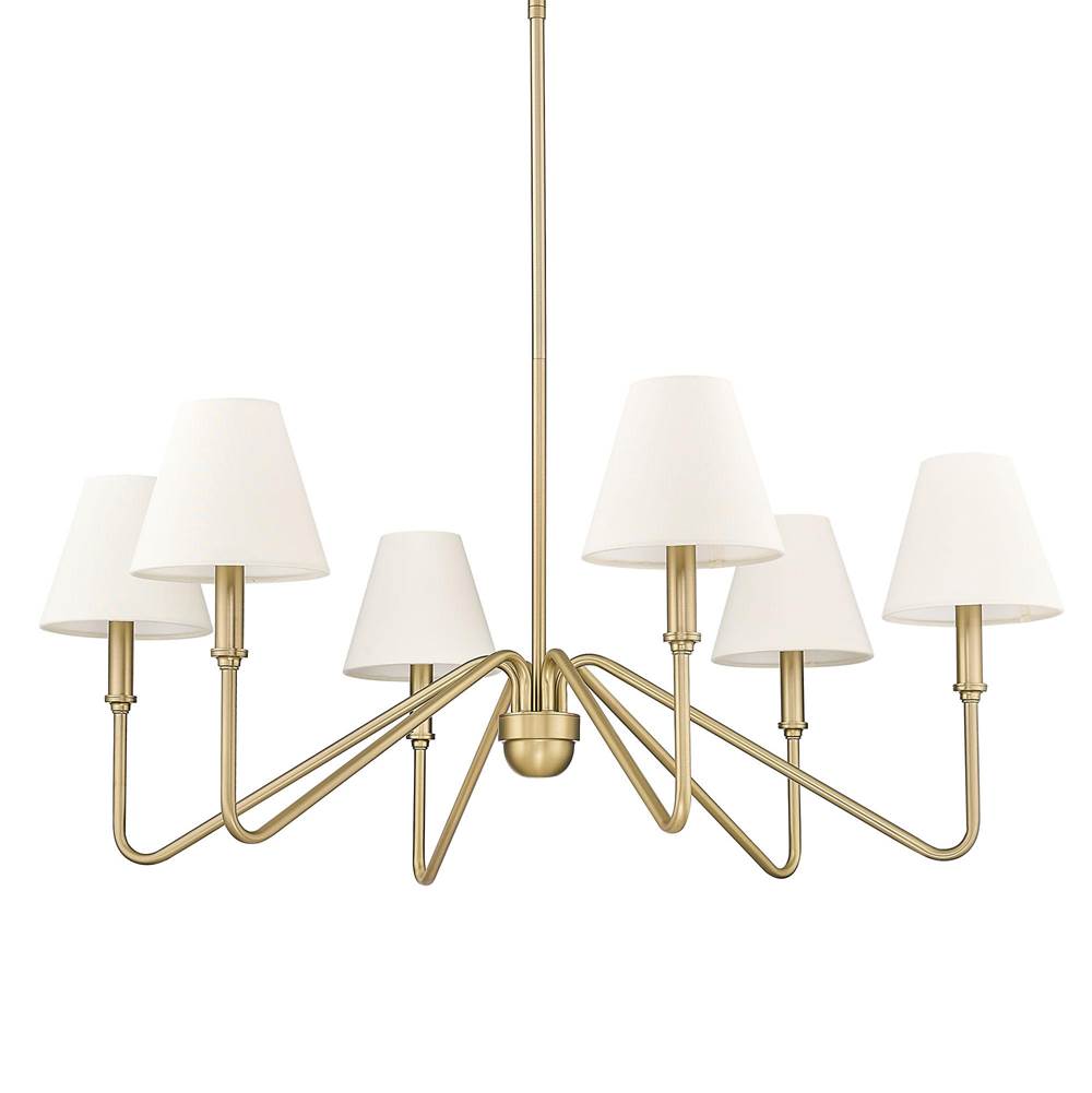 Golden Lighting 3690-6 BCB-IL Brushed Champagne Brass Yep By Golden Lighting Kennedy 6-light Chandelier In Brushed Champagne Brass And Ivory Linen Shade Image 1