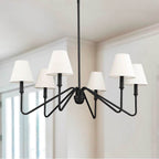 Golden Lighting 3690-6 NB-IL Natural Black Yep By Golden Lighting Kennedy 6-light Chandelier In Natural Black And Ivory Linen Shade Image 2