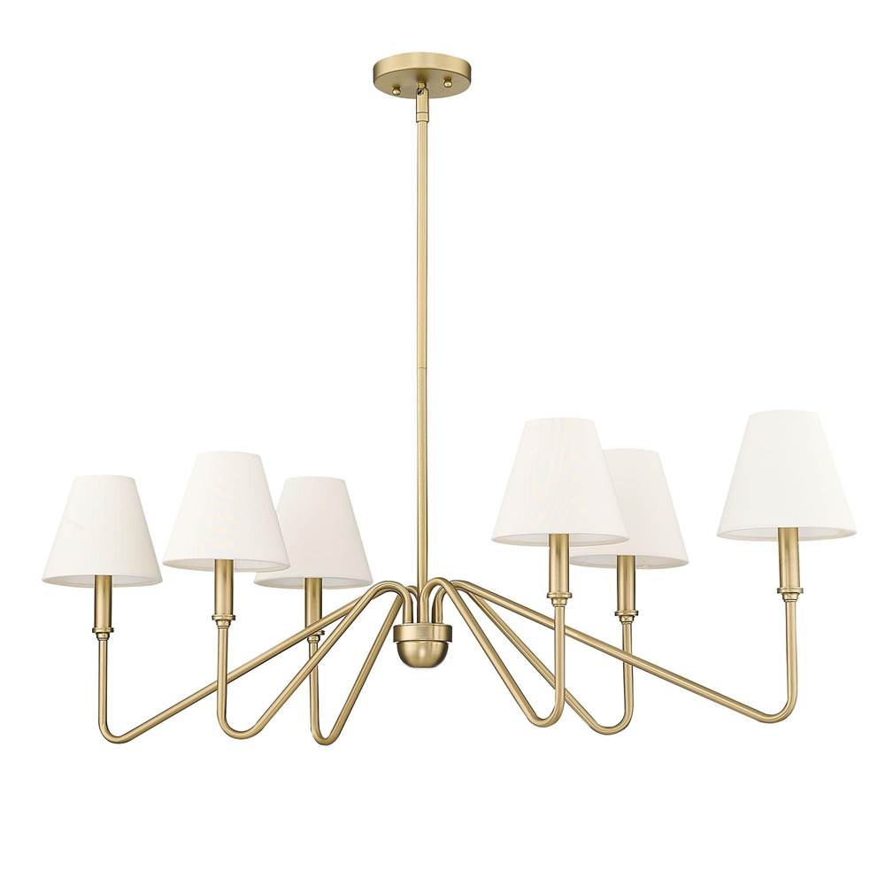 Golden Lighting 3690-LP BCB-IL Brushed Champagne Brass Yep By Golden Lighting Kennedy 6-light Island Light In Brushed Champagne Brass And Ivory Linen Shade Image 1