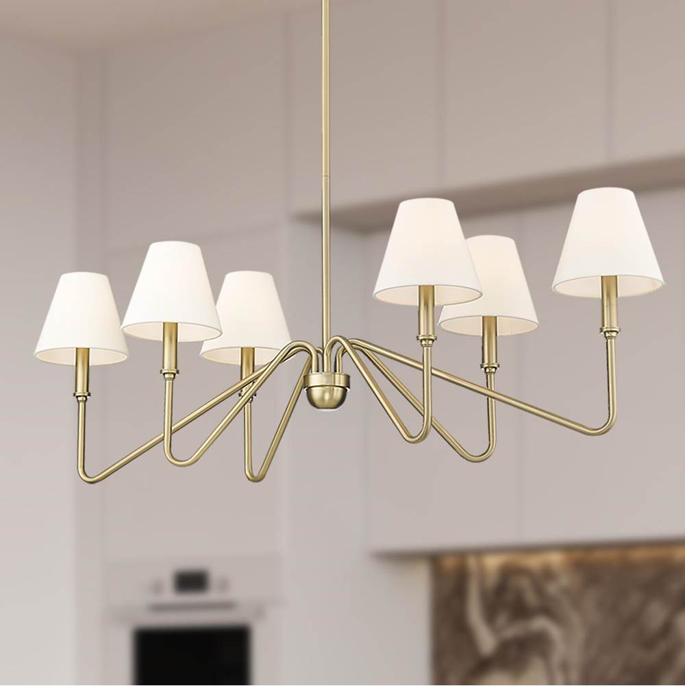 Golden Lighting 3690-LP BCB-IL Brushed Champagne Brass Yep By Golden Lighting Kennedy 6-light Island Light In Brushed Champagne Brass And Ivory Linen Shade Image 2