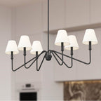 Golden Lighting 3690-LP NB-IL Natural Black Yep By Golden Lighting Kennedy 6-light Island Light In Natural Black And Ivory Linen Shade Image 2