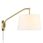 Golden Lighting Ryleigh Wry Lighting Ryleigh 1-light Swing Arm In Brushed Champagne Brass And Modern White Shade