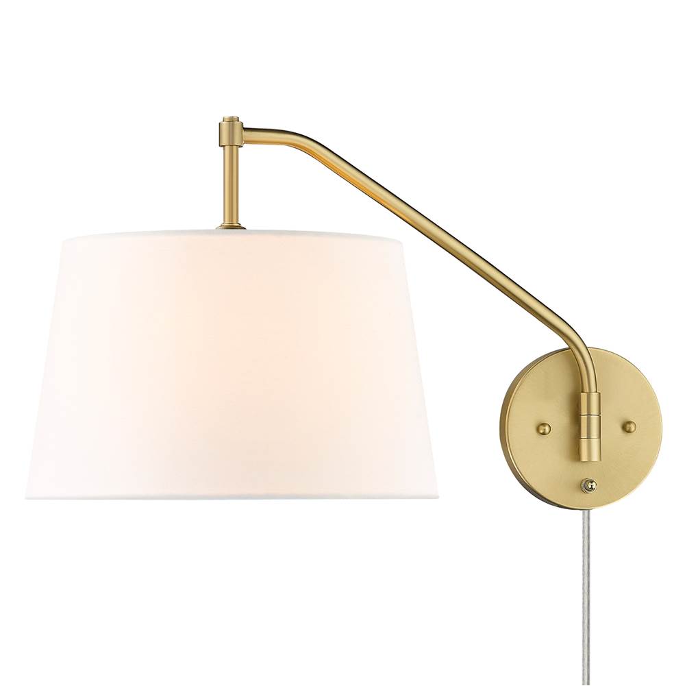 Golden Lighting 3694-A1W BCB-MWS Brushed Champagne Brass Wry Lighting Ryleigh 1-light Swing Arm In Brushed Champagne Brass And Modern White Shade Image 6