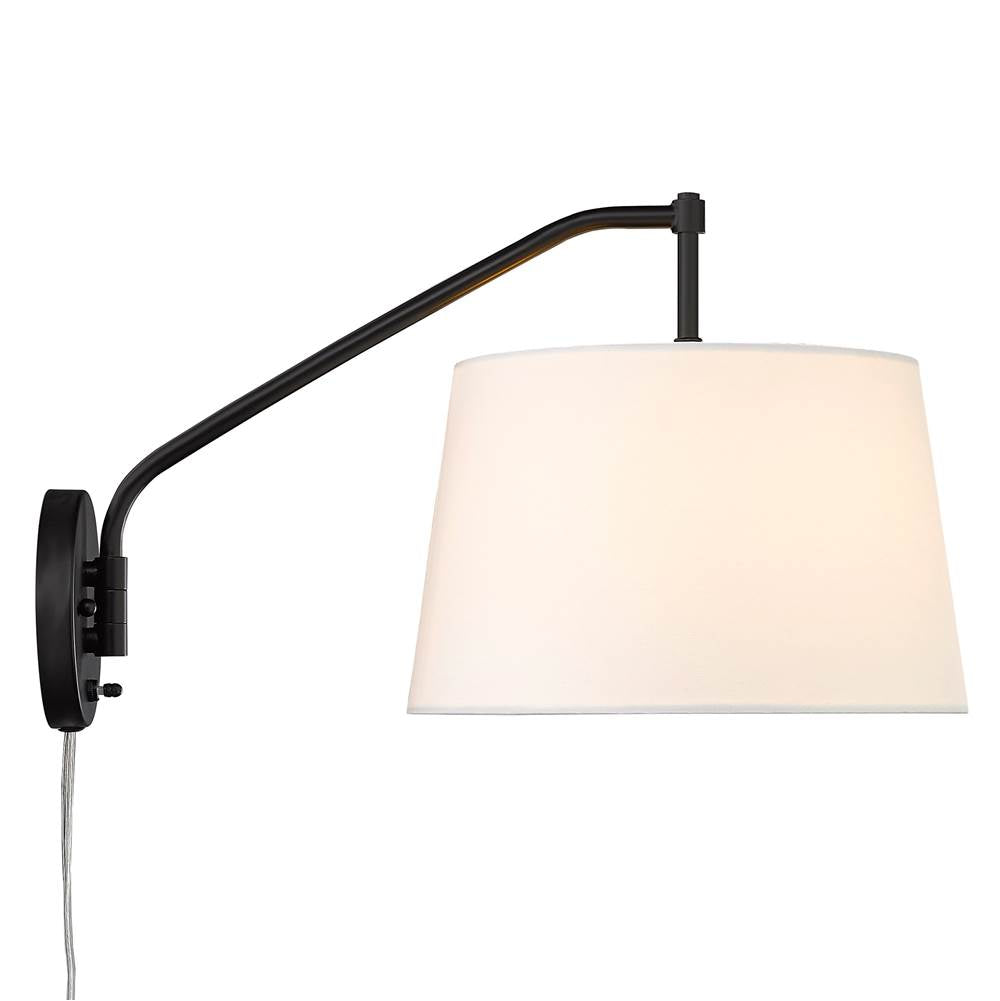 Golden Lighting Ryleigh Wry Lighting Ryleigh 1-light Swing Arm In Brushed Champagne Brass And Modern White Shade