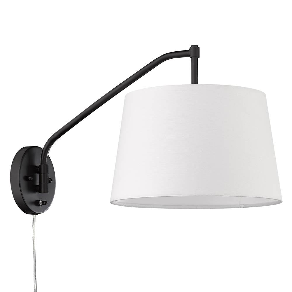Golden Lighting 3694-A1W BLK-MWS Matte Black Wry Lighting Ryleigh 1-light Swing Arm Wall Lamp In Matte Black And Modern White Shade Image 7